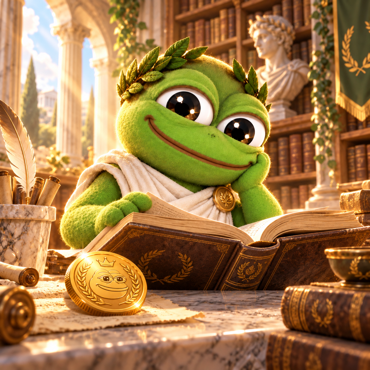 FROGUS reading in an ancient library
